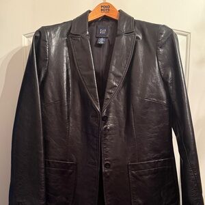 GAP Black Leather Blazer for Women
